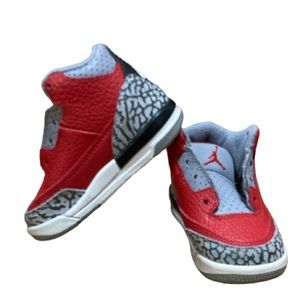 Nike Air Jordan 3 Retro Fire Red Cement Grey CQ0489-600 TODDLER Size 5c